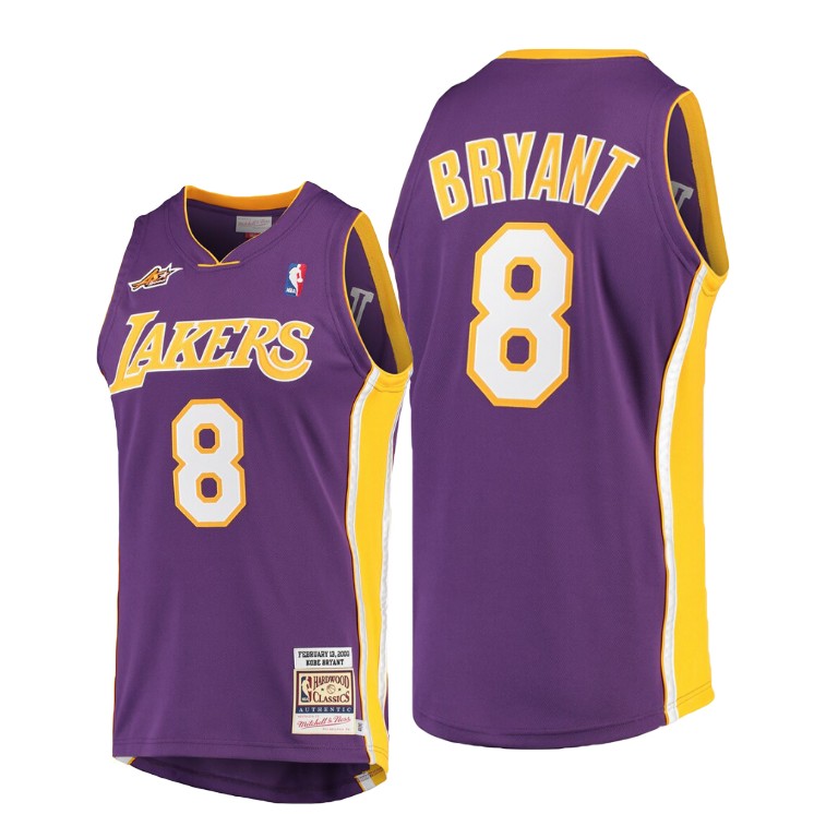 Men's Los Angeles Lakers Kobe Bryant #8 NBA Authentic Mamba Forever 2000 All-Star Game Hardwood Classics Purple Basketball Jersey UEY7683VH